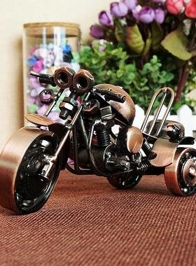 新款手工铁艺三轮摩托车模型摆件 孩子的礼物礼品金属质感工艺品