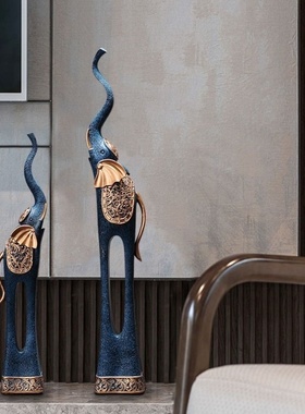 现代创意艺术大象摆件客厅落地装饰品家居玄关橱窗工艺品摆设大号