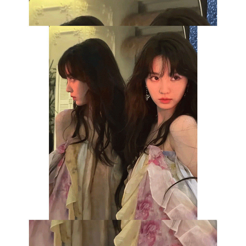 田曦薇同款连衣裙晚宴聚会深V领仙女裙国风礼服裙 - 图0