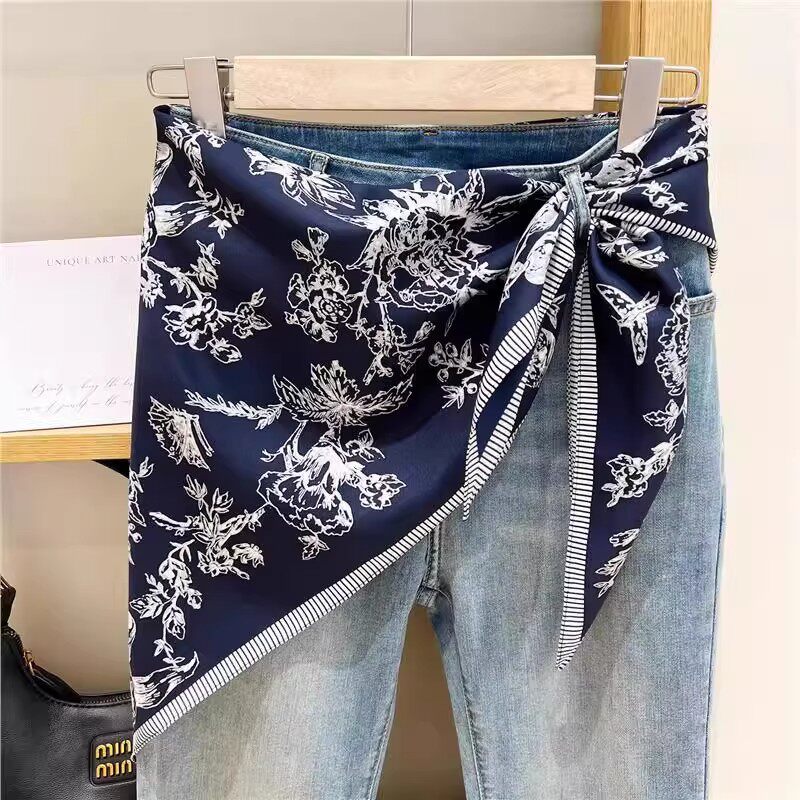 服饰丝巾！韩国腰果花三角巾屁帘女叠穿配饰牛仔裤腰带腰间丝巾