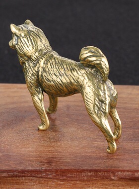 实心黄铜迷你翘尾小狗摆件