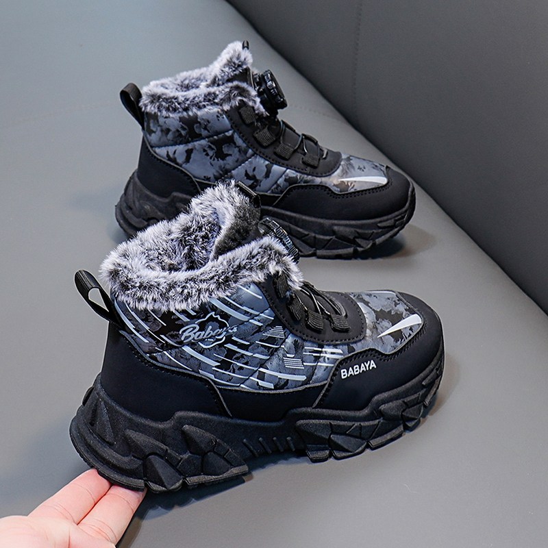 芭芭鸭儿童雪地靴女童棉鞋2025冬季新款男童加绒运动鞋防滑大棉靴,淘宝优惠券,粉丝福利购,淘宝优惠卷