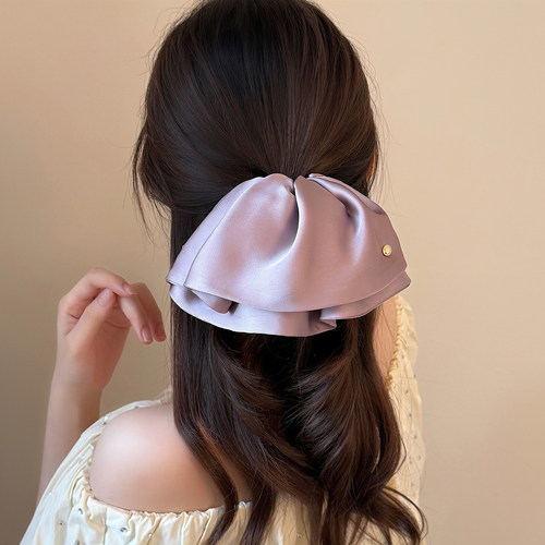 发夹女后脑勺2026新款高端缎面裙摆马尾夹蝴蝶结抓夹头饰森系发饰 - 图3