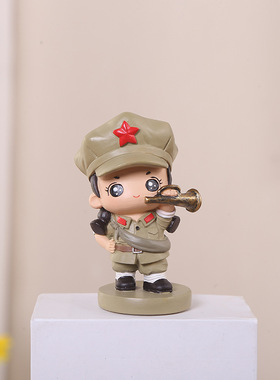 红军情侣娃娃革命爱情小兵公仔树脂结婚庆房间装饰品桌面装饰摆件