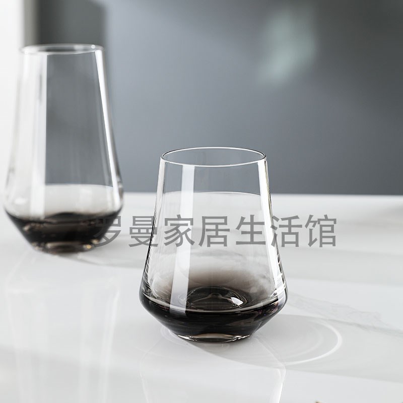 现代风酒具烟灰色高脚杯香槟杯子黑杆水晶酒杯展厅装饰水晶玻璃杯 - 图0