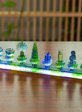 古法琉璃八供合集八瑞物八吉祥合集家用桌面装饰摆件供奉摆放送礼