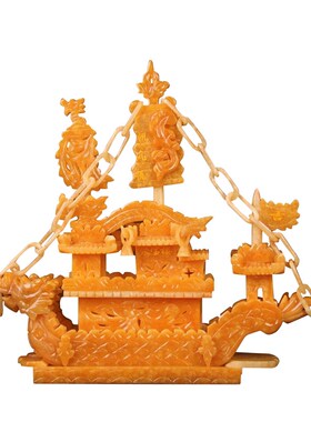 天然玉器38cm龙船一帆风顺玉石装饰品玉雕工艺品玄关客厅创意摆件