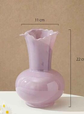 中古芬顿花瓶摆件客厅插高级玻璃卧室插花黑色紫色绿色桌面花卉