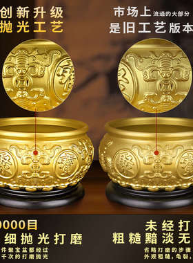 纯黄铜百福米缸聚宝盆摆件招财聚财办公室客厅冰箱上八方来财生财