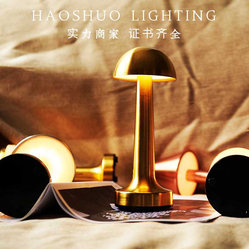 跨境金属哑铃复古台灯酒吧简约创意夜灯西餐厅氛围灯客厅小夜灯 - 图1