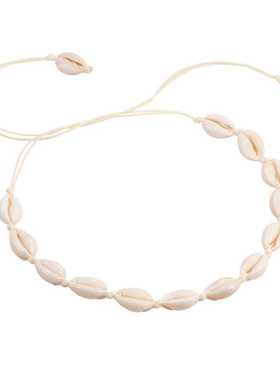 欧美跨境时尚贝壳全手工穿线项链厂家直供 可调节贝壳锁骨项链