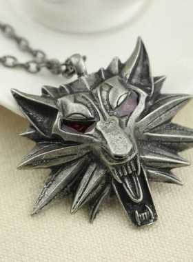 游戏 巫师3野外狩猎三图 狼头项链 巫师3锌合金狼头吊坠男士项链