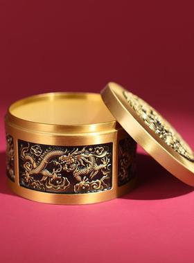 纯铜茶叶罐金属密封家用防潮防虫精致高端梅兰竹菊高档储存醒茶罐