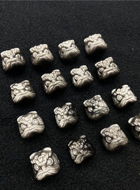 极速超火天然银耀石雕刻醒t狮头款配件吊坠手串配件隔珠DIY配饰材