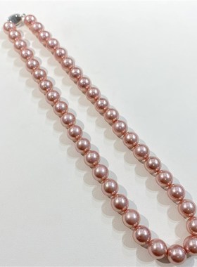 极速施家同款 h粉紫色贝珠圆珠款项链 实物真的好看 女款贝珠颈链