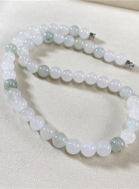 极速实物特别温润水透天然天山翠圆珠款项链 女S款玉石项链妈妈链