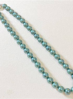 极速施家同款孔雀绿色款贝珠项链 实物H真的好看 女款贝珠颈链项