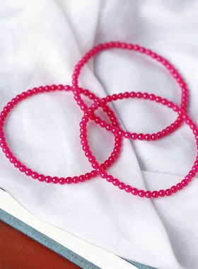 极速新烧红宝石红刚玉优化红宝石圆珠款手链 女款水X晶手链饰品礼