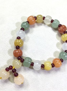 极速新疆金丝玉手串m 玉石手串手链 小南瓜 南瓜珠 寓意呱呱来财