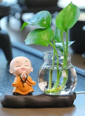 摆件桌面小和尚水培花瓶家居摆件办公室客厅创意轻奢高级感小摆件