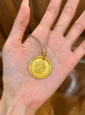 金包银黄财神圆牌吊坠男女同款精致百搭送节日礼物来料可定制