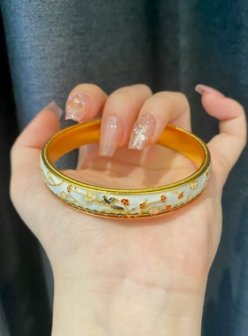 金包银珐琅彩手镯宫廷风闭口手镯精致百搭送节日礼物来料可定制