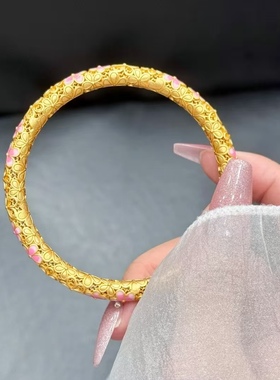 金包银手镯桃花花丝镂空手镯闭口素圈百搭送礼物来料可定制