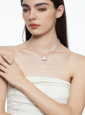 SSIXEE 云朵系列 云朵镶钻星星锆石水晶珠链双层项链