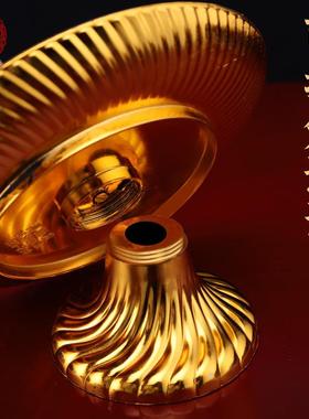 沐恩工艺 高脚供盘居家供奉果盘金色水果盘塑料磨砂贡盘厂家