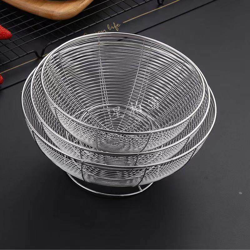 沥水篮厨房洗菜篮子不锈钢家用篮圆形大号加厚水果蓝储物框漏水盆,淘宝优惠券,粉丝福利购,淘宝优惠卷