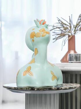 树脂抽象人物雕塑展厅轩客厅样板间窗彩绘肖像花季少女饰品