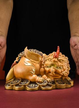 铜掌柜铜貔貅摆件纯黄铜皮丘家居客厅店铺办公室装饰乔迁开业礼品