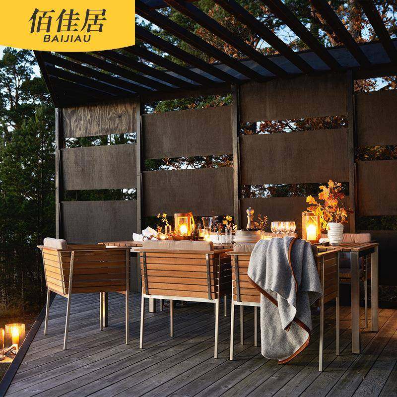 户外休闲北欧柚木沙发组合茶几长桌单人双人方桌防水防晒别墅庭院,淘宝优惠券,粉丝福利购,淘宝优惠卷