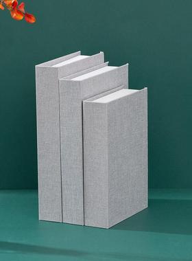 麻布料新中式假书摆件售楼部柜子仿真书办公室桌面摆件装饰道具书