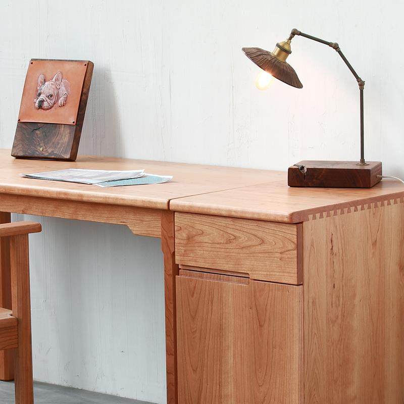 未来日记家具 樱桃木书桌实木桌子写字台功能桌组合边桌设计工作 - 图2