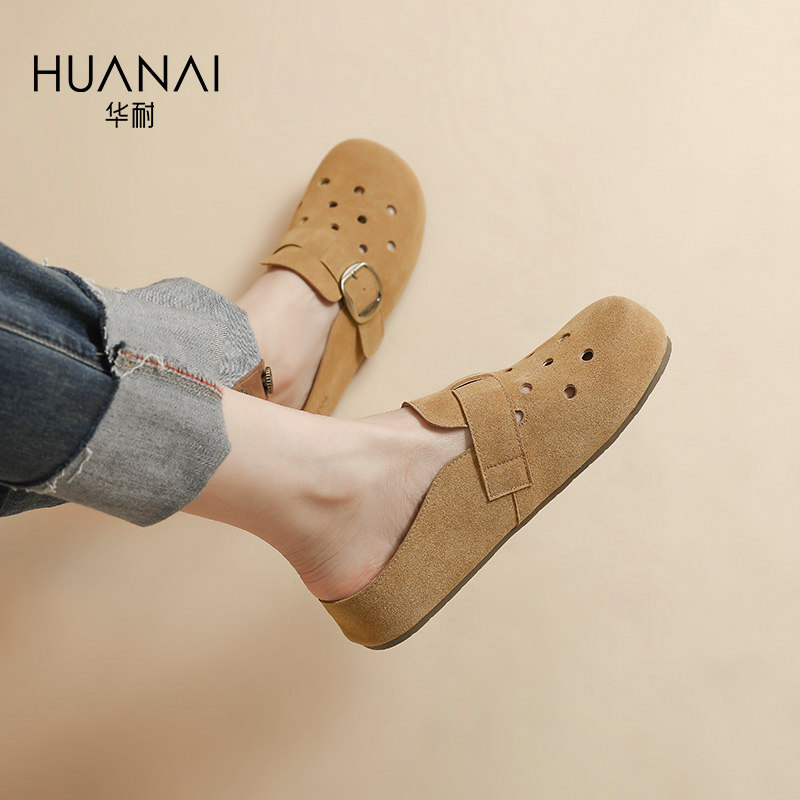 平底包头半拖鞋女鞋夏季洞洞鞋2025新款外穿舒适复古勃肯鞋女软底,淘宝优惠券,粉丝福利购,淘宝优惠卷