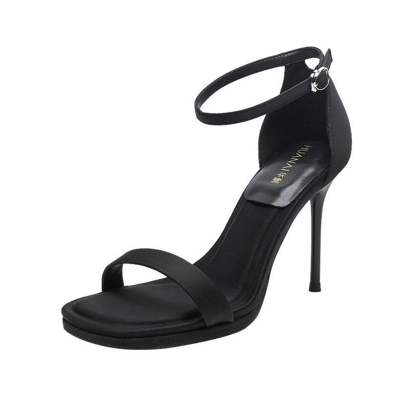 华耐小香风高跟凉鞋女2025夏季外穿轻便一字带凉鞋时尚细跟高跟鞋,淘宝优惠券,粉丝福利购,淘宝优惠卷