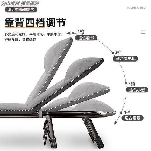 折叠床午睡家用单人简易午休陪护便携行军床躺椅承重500斤加粗款 - 图2
