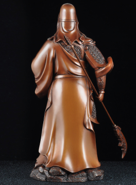 紫铜招财关公摆件武财神关二爷关羽像招财摆设家居客厅玄关装饰品