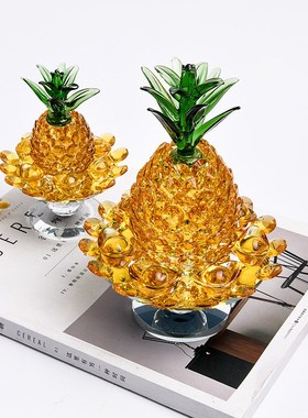 水晶菠萝果盘客厅摆件创意现代酒柜电视柜装饰仿真凤梨工艺品供盘