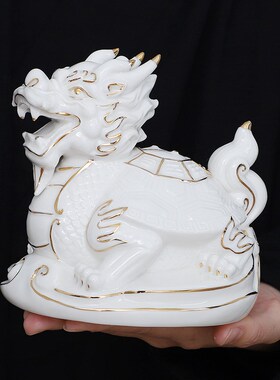 陶瓷招财小龙龟摆件风水镇宅家居八卦龙龟客厅工艺开业装饰品摆设