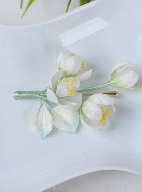 木池秋夏【杨花】非遗绒花胸针手工兰花别针新中式西装外套配饰