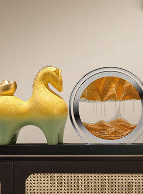 新年马年马上有钱流沙画礼物