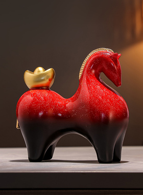 马上有钱摆件招财客厅酒柜轻奢高档办公室玄关装饰品乔迁开业礼物