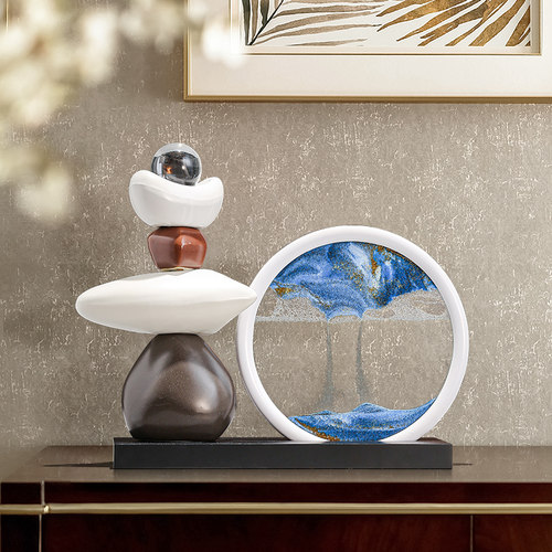 时来运转流沙画摆件客厅电视柜酒柜玄关轻奢高档办公室好运装饰品 - 图2