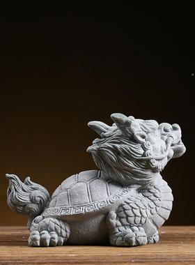 创意青砂石国风鱼招假财龙龟动物件摆客厅玄关山缸庭院造CSZW-BJA