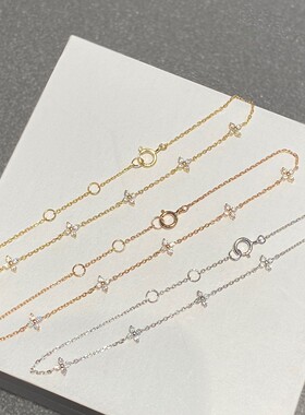s925纯银镶钻四叶草手链新款超闪满天星轻奢感简约小巧百搭款