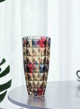 北欧玻璃花瓶透明创意大号客厅插花百合富贵竹鲜花家用25钻石极光