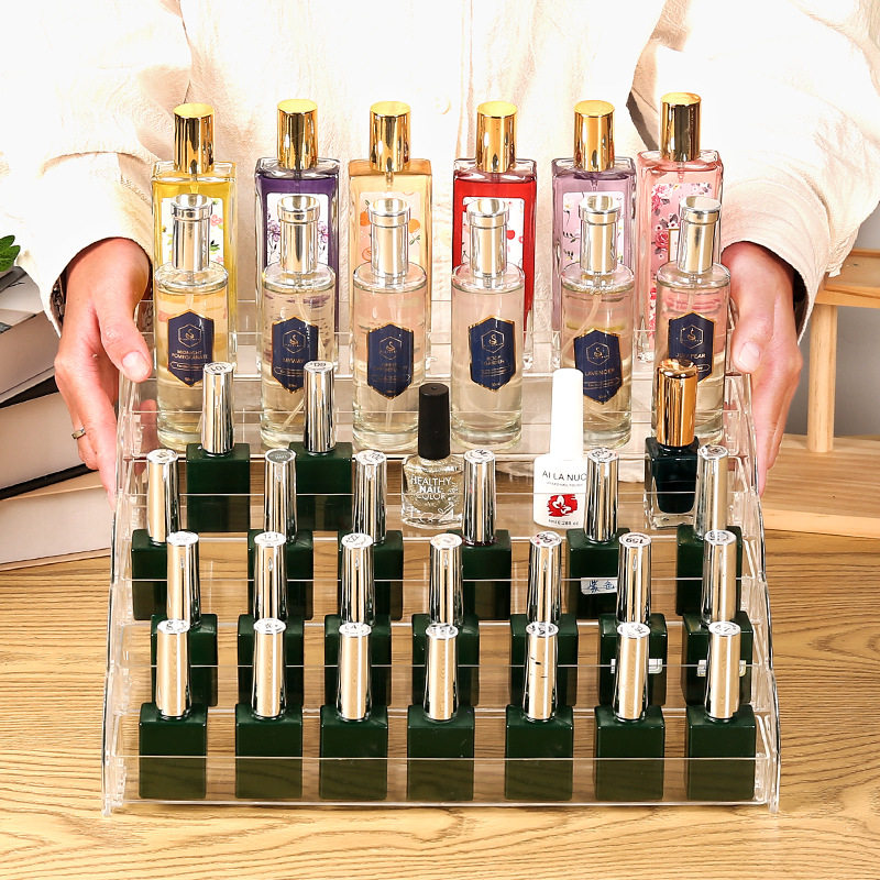 指甲油展示架桌面口红盒透明阶梯置物架手办吧唧多层大容量收纳架,淘宝优惠券,粉丝福利购,淘宝优惠卷