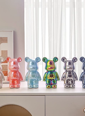 网红电镀爱心电镀熊客厅摆件北欧高档潮玩电视柜酒柜一整套装饰物